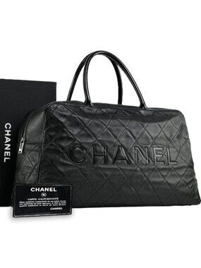 Chanel CC Caviar XL Travel Bag Bowler Tote Weekender Boston Duffle